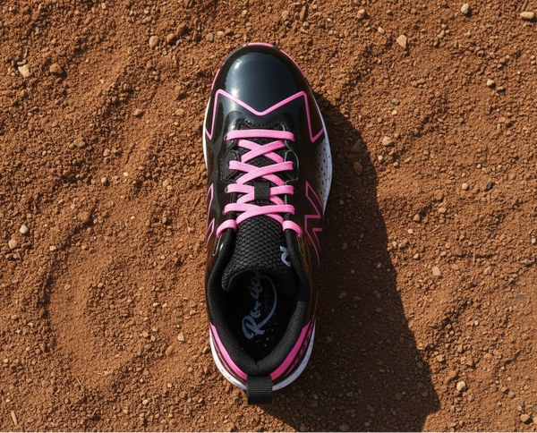 Top view of the New Balance Youth Romero Duo Molded Cleat - Black/Pink
