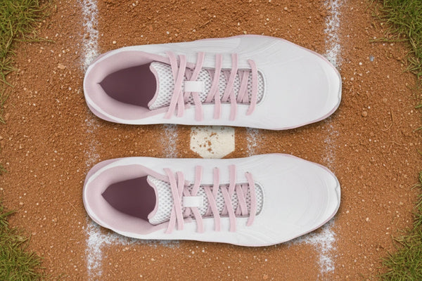 Top view of the Under Armour Girls Glyde Sola RM Jr. Fastpitch Molded Cleat - White/Pink