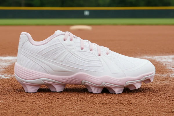 Under Armour Girls Glyde Sola RM Jr. Fastpitch Molded Cleat - White/Pink
