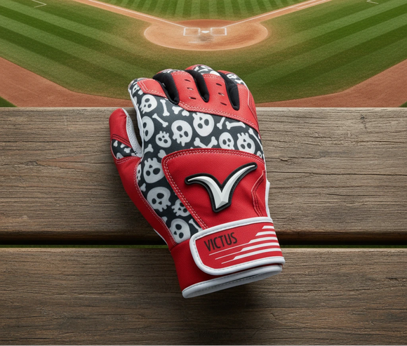 View of the backhand of the Victus MOG Youth Baseball Batting Gloves - Graveyard