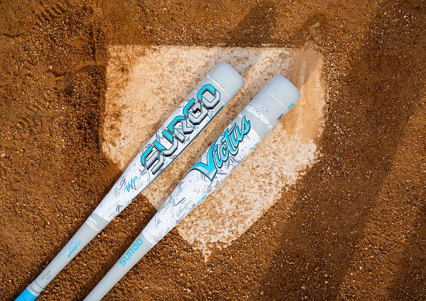 Close-up of the barrel of the Victus Surgo BBCOR -3 Baseball Bat