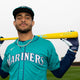 MLB® star Julio Rodriguez holding the Victus Pro Reserve Julio Rodriguez JROD SHOW Maple Wood Baseball Bat