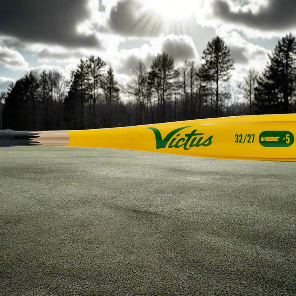 Close-up of the barrel of the Victus Vibe Pencil USSSA -5 Baseball Bat