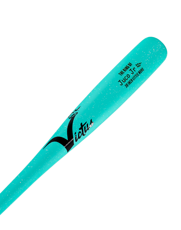 Close-up of the barrel on the Victus King of JUCO JR Nuke Stick Youth Baseball Bat