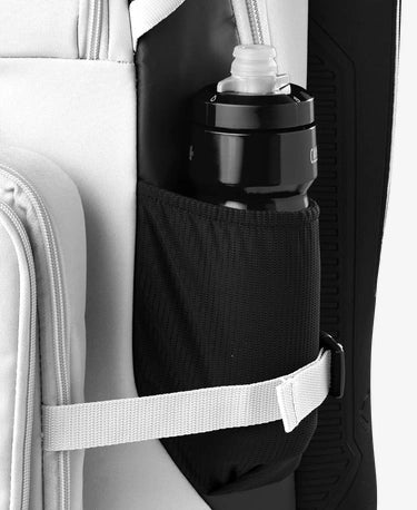 Close-up of the bottle holder on the Evoshield Recruit Backpack