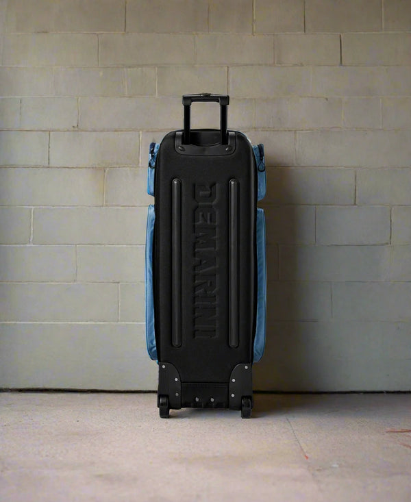 Rear view of the DeMarini Special Ops Frontline V2 Wheeled Bag - Element, standing up