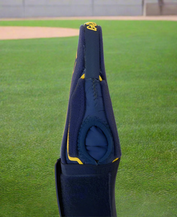 Side view of the Evoshield X-SRZ™ Savannah Bananas Sliding Mitt 2.0 with the thumb covered