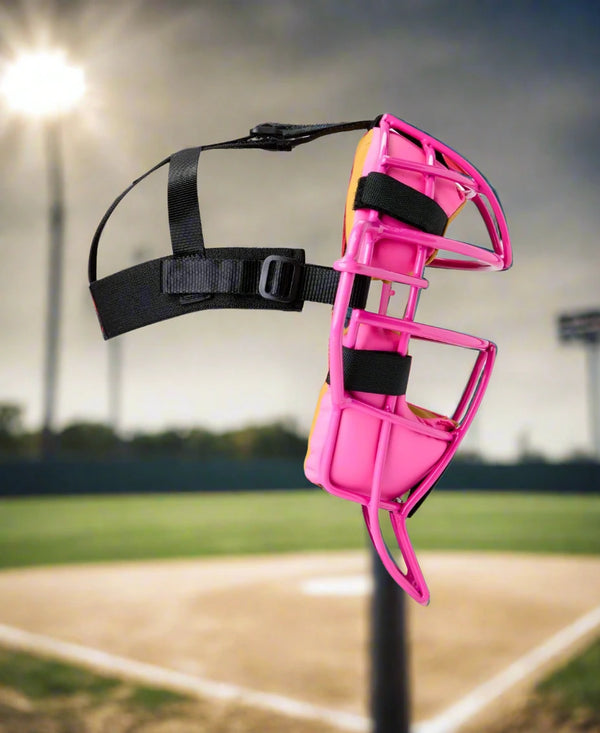 Side view of the Wilson Specialty Dyna-Lite™ Aluminum Umpire Face Mask - Pink