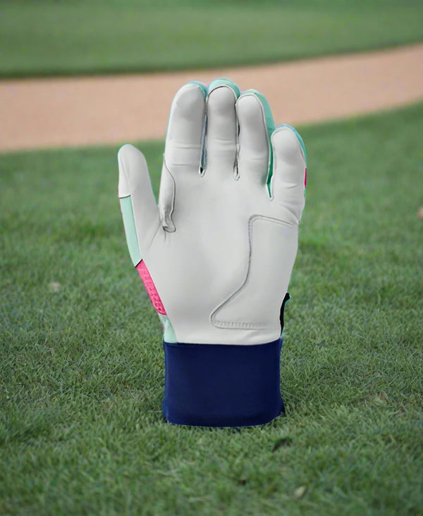 Evoshield Carbyne Batting Glove with Strap - Navy/Seafoam/Pink