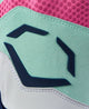 Close-up of the backhand of the Evoshield Carbyne Batting Glove with Strap - Navy/Seafoam/Pink