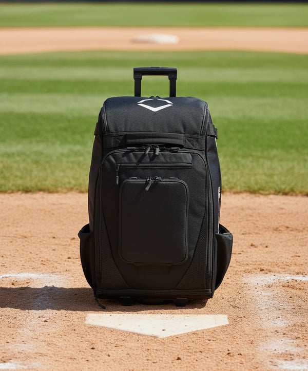 Evoshield Takeover Utility Wheeled Bag - Black in an upright position