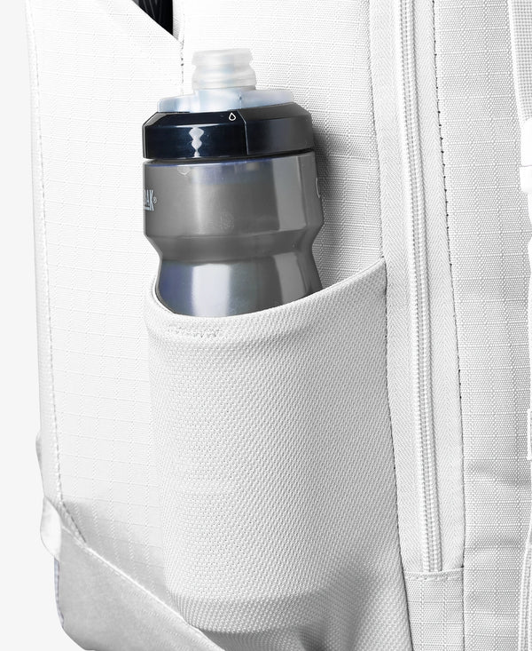 Close-up view of the water bottle storage on the Evoshield 4-Seam Speed Clips Bag