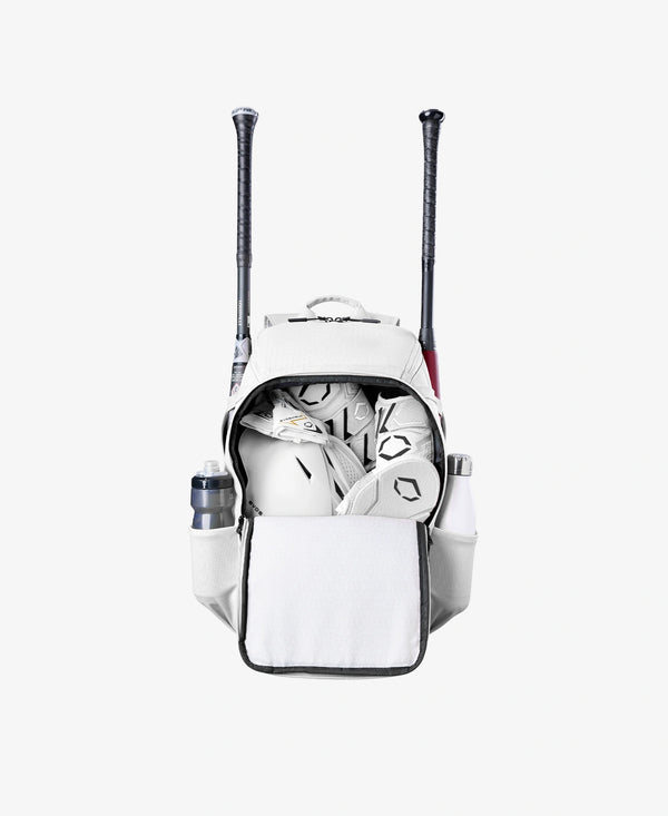 View of the main storage compartment on the Evoshield 4-Seam Speed Clips Bag