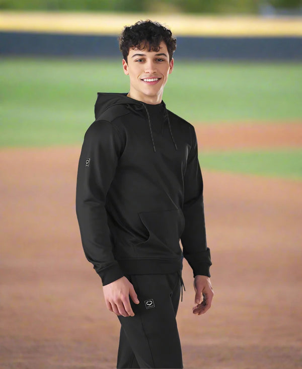 Model wearing the Evoshield Men's 365 Fleece Hoodie - Black