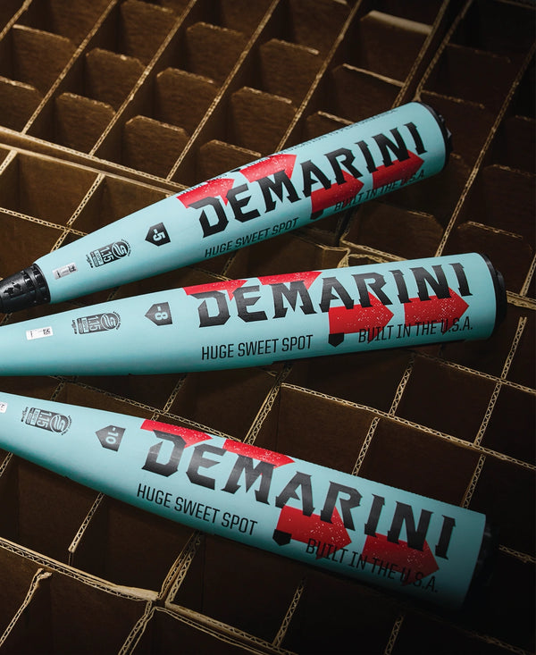 Close-up of the barrels on three 2026 DeMarini The Goods™ USSSA Baseball Bats