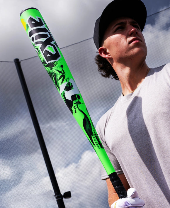 Player about to hit with the 2026 DeMarini Exile™ Samurai -3 BBCOR Baseball Bat