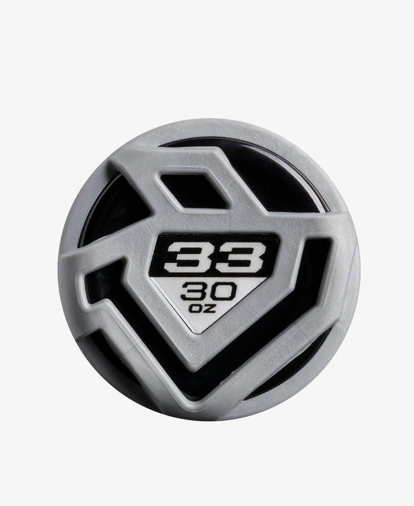 Close-up of the knob on the 2027 DeMarini Omega -3 BBCOR Baseball Bat