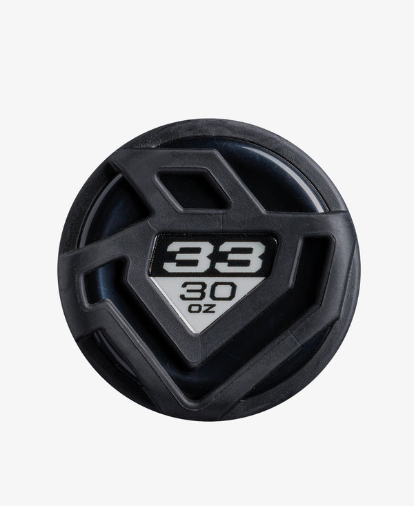 Close-up of the knob on the 2027 DeMarini Voodoo One -3 BBCOR Baseball Bat