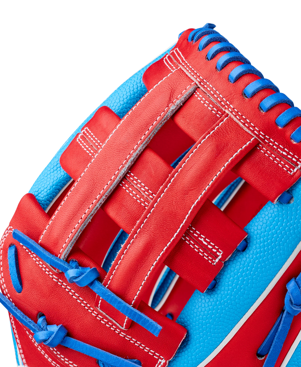 Close-up of the web on the Wilson 2027 Pete Crow-Armstrong A2000® PCA4 GM 12.5" Baseball Glove