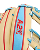 Close-up of the logo on the Wilson 2027 A2K® 1786 11.5" Baseball Glove - Blonde/Sky Blue