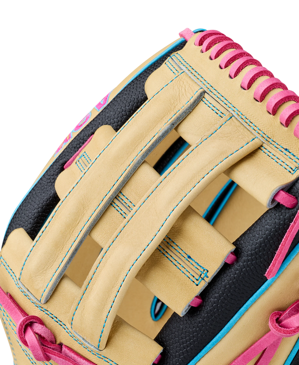 Close-up of the web on the Wilson 2027 A2K® 1777 12.75" Baseball Glove