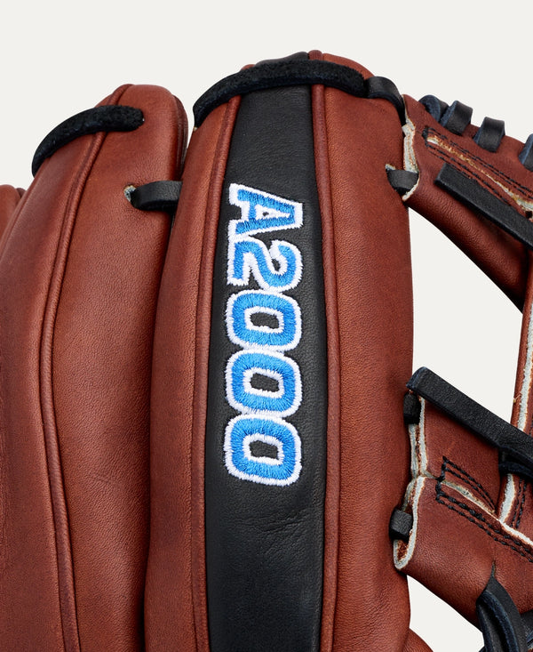 Close-up of the logo on the Wilson 2027 Bobby Witt Jr. A2000® BWJ7 GM 11.75" Baseball Glove