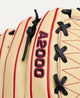 Close-up of the logo on the Wilson 2027 A2000® DH12 12" Baseball Glove