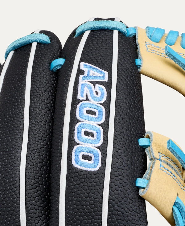 Close-up of the logo on the Wilson 2027 A2000® FP1175SS 11.75" Fastpitch Glove