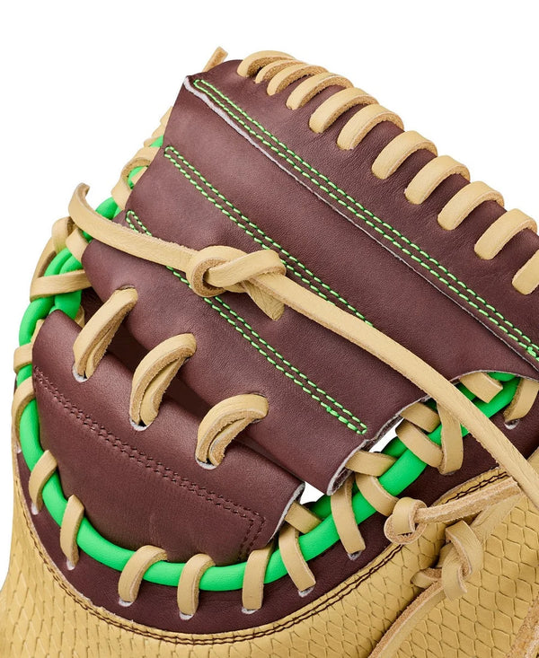 Close-up of the web on the Wilson A1000™ Dubai CM33SS Special Make-up 33" Baseball Catcher's Mitt