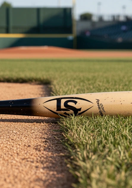 Close-up of the label on the Louisville Slugger Youth Prime RA13 Ronald Acuña Jr. Maple Baseball Bat