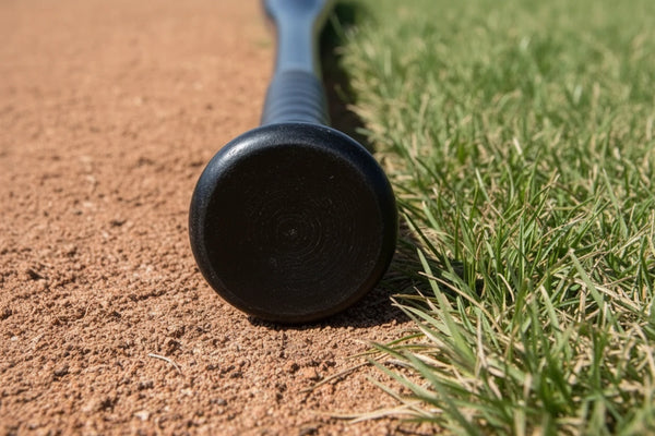 Close-up of the knob on the Louisville Slugger Youth Prime RA13 Ronald Acuña Jr. Maple Baseball Bat