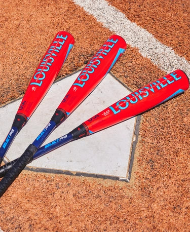 Trio of 2024 Louisville Slugger Select PWR™ -10 USA Baseball Bats placed across home plate