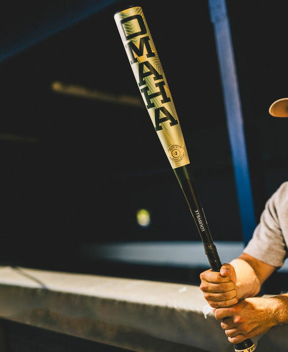 Player preparing to hit with the 2026 Louisville Slugger Omaha -3 BBCOR Baseball Bat