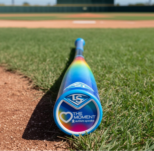 Close-up of the end cap on the 2026 Louisville Slugger Select PWR Love The Moment™ -3 BBCOR Baseball Bat