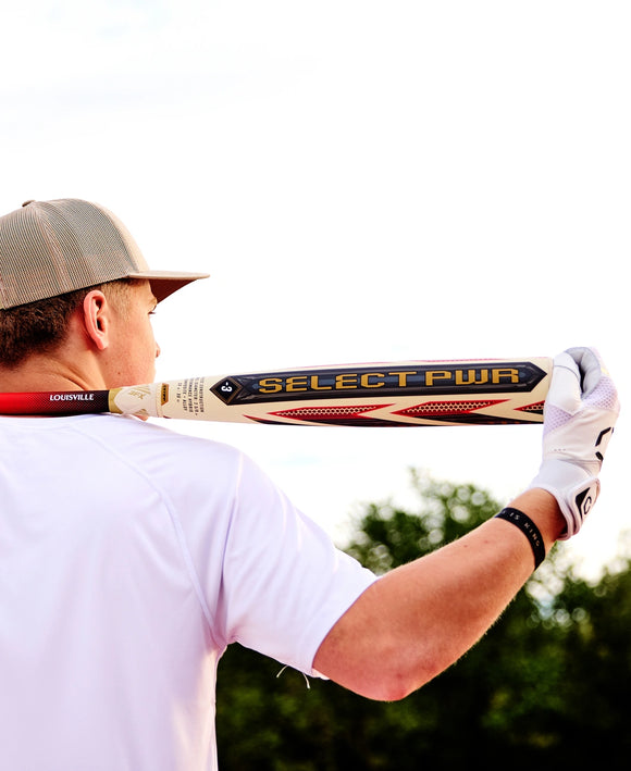 Player shouldering the 2027 Louisville Slugger Select PWR™ -3 BBCOR Baseball Bat