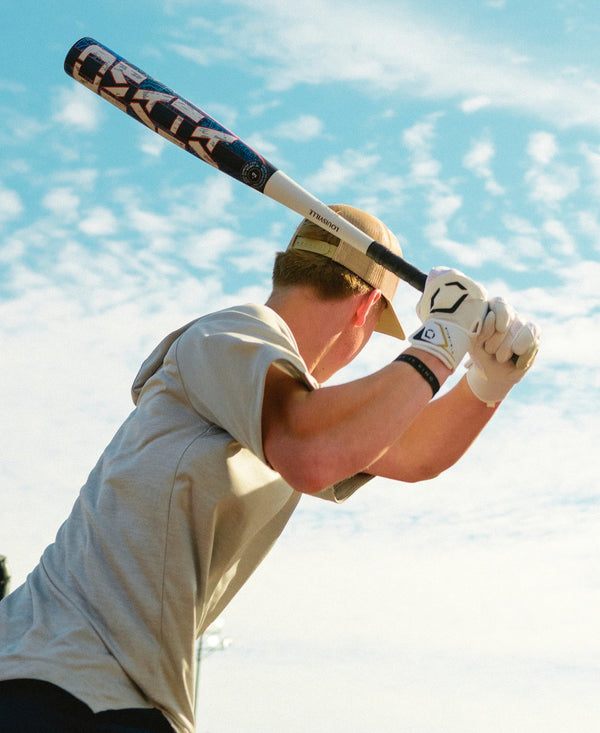 Player batting with the 2027 Louisville Slugger Omaha™ -3 BBCOR Baseball Bat