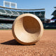 Close-up of the cupped end on the Louisville Slugger Youth Prime Natural TPD1 Torpedo-Shaped Baseball Bat