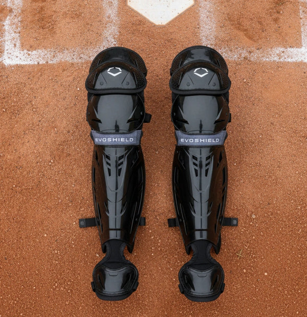 Leg guards from the Evoshield  SRZ-1™ Baseball Catchers Gear Kit - Black