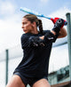 Fastpitch player at the plate wearing the Evoshield Pro-SRZ™ 3.0 Two-Piece Batter's Elbow Guard