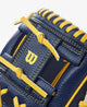 Close-up of the web of the Wilson A200 EZ Catch™ Savannah Bananas 10" Youth Baseball Glove