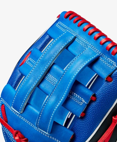 Close-up of the webbing of the Wilson A2K 12.5" Mookie Betts Game Model Baseball Glove