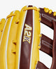 Close-up of the A2K logo on the outside of the Wilson A2K 12.75" Juan Soto Game Model Baseball Glove