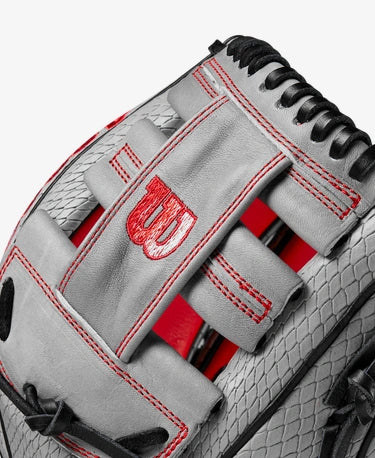 Close-up of webbing of Wilson A2000 11.5" Tim Anderson Game Model Baseball Glove