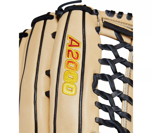 Close-up of the A2000 logo on the Wilson A2000 13.5" Slowpitch Softball Glove