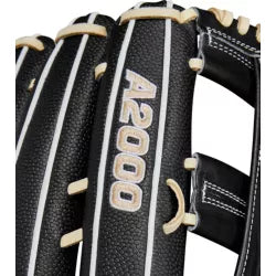 Close-up of the A2000 logo on the Wilson A2000 14" SuperSkin™ Slowpitch Softball Glove