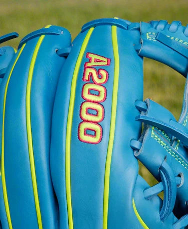 The A2000 logo sewn on the Wilson Fall 2024 A2000® 1786 11.5” Baseball Glove