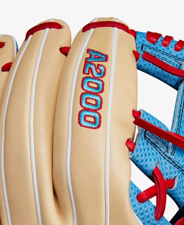 Close-up of the logo on the Wilson Fall 2024 A2000® SC1975 11.75” Baseball Glove