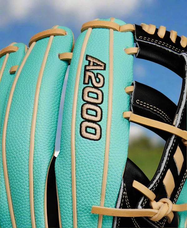 Close-up of the logo on the Wilson Spring 2025 A2000® 1716SS 11.5" Baseball Glove