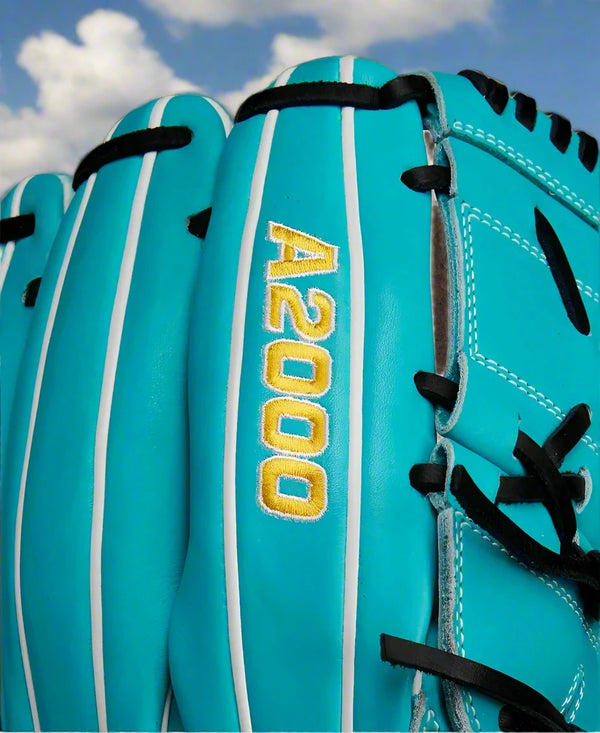 Close-up of the logo on the Wilson Spring 2025 A2000® SA17 12" Baseball Glove