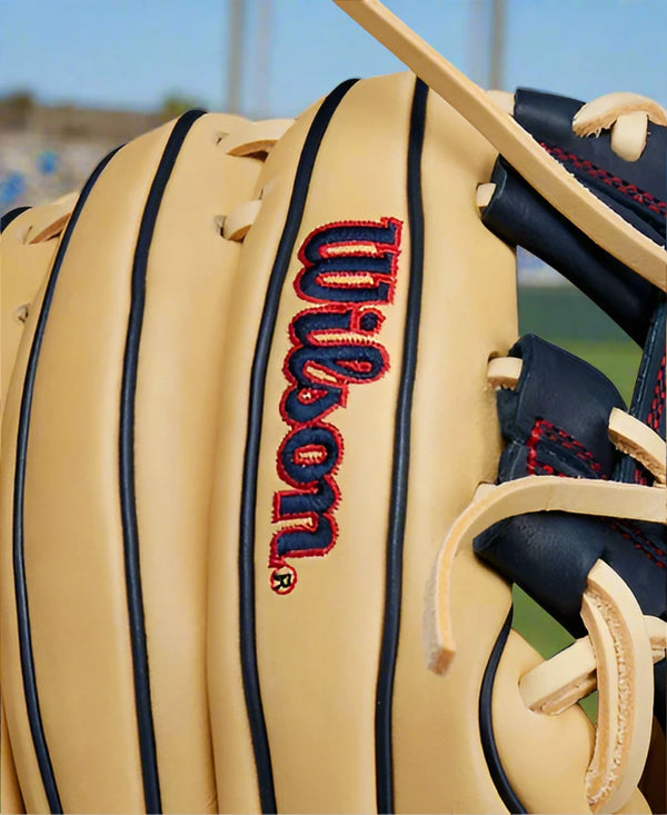 Close-up of the logo on the Wilson Fall 2024 A1000® 11" PF11 Baseball Glove